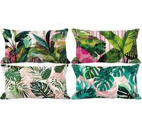 Juego de 4 Funda Cojin 50x70 Fundas de Cojines Verde Outdoor Cushion Covers Suave Cogines Sofa Exterior Jardin, Europa del Norte Cushion Covers Doble Cara Diseño Estampado, Salón Decorativos D17-s8