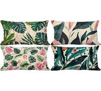 Juego de 4 Funda Cojin 50x80 Fundas de Cojines Verde Outdoor Cushion Covers Lino Cogines Sofa Exterior Jardin, Europa del Norte Cushion Covers Doble Cara Diseño Estampado, Salón Decorativos 821-g9