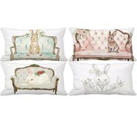 Juego de 4 Funda Cojin 60x80 Fundas de Cojines Europa del Norte Outdoor Cushion Covers Lino Cogines Sofa Exterior Jardin, Animal Cushion Covers Doble Cara Diseño Estampado, Salón Decorativos T12-w3