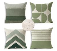 Juego de 4 Funda Cojines 40 x 40 Impermeable Lino Fundas de Cojines para Sofa, Cuadradas Almohadas Decorativa Verano Verde Salvia Fundas de Cojines Cama para Jardín, Sofá, Patio, Sala de Estar S 440