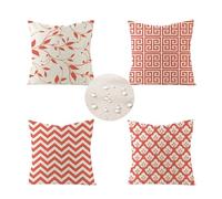 Juego de 4 Funda Cojines 45 x 45 Impermeable Lino Fundas de Cojines para Sofa, Cuadradas Almohadas Decorativa Geométrico Mandarina Fundas de Cojines Cama para Jardín, Sofá, Patio, Sala de Estar S 213