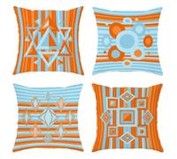 Juego de 4 fundas de almohada con diseño de triángulos, rayas geométricas modernas, círculos, terciopelo suave, lavable, para sala de estar, apartamento, cama, sofá, decoración de 14 x 14 pulgadas
