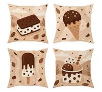 Juego de 4 fundas de almohada cuadradas de terciopelo suave, lavable, diseño de estrellas de chocolate para verano, para sala de estar, dormitorio, loft, oficina, coche, 40,6 x 40,6 cm