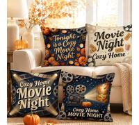 Juego de 4 fundas de almohada de 20 x 20 pulgadas con temática de cine