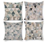 Juego de 4 Fundas de Cojín 80 x 80 cm, Geometría norte de Europa Funda Cojines Exterior, Cojines Decor Terciopelo, Impresión a Doble Cara, Fundas de Cojín Decor para Salón, Dormitorio, Sofá, G-233