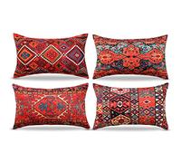 Juego de 4 fundas de cojín bohemias de 30x50 pulgadas, fundas de almohada decorativas de estilo marroquí de lino con cintura rectangular, jardín, decoración del hogar