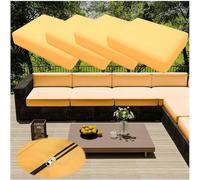 Juego de 4 fundas de cojín de asiento impermeables para exteriores (relleno de cojín no incluido) con cremallera y diseño a prueba de polvo, fundas de repuesto para muebles de patio y jardín