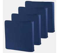 Juego de 4 fundas de cojín de repuesto impermeables y minimalistas con cremallera para exteriores, jardín, 60 x 60 x 10 cm, color azul