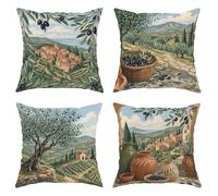 Juego de 4 fundas de cojín decorativas de terciopelo suave, lavable, estilo rústico tradicional de aldea, para sala de estar, dormitorio, loft, oficina, automóvil, 12 x 12 pulgadas