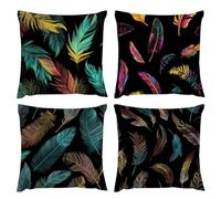 Juego de 4 Fundas de Cojín Plumas, Fundas Cojines 40x40, Exteriores Impermeables Lino Cojines, Modernas de Almohada for Cuadradas Decorativo para Sala de Estar Sofás Jardín Dormitorio (Color) s-577