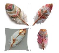 Juego de 4 Fundas de Cojín Plumas, Fundas Cojines 60x60, Exteriores Impermeables Terciopelo Cojines, Modernas de Almohada for Cuadradas Decorativo para Sala de Estar Jardín Dormitorio (Color) s-578