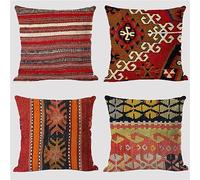 Juego de 4 Fundas De Cojines 80x80 cm bohemio Funda Cojin Caer Fundas Cremallera Oculta Cojines Decorativos para Sofa Cama Sala de Estar Dormitorio,Suave Decoración de Casa de Fundas para Cojines