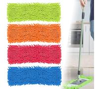 Juego de 4 fundas de microfibra de chenilla, mopa de repuesto, felpilla, mopa plana, mopa de suelo para una absorción ideal de la suciedad, ideal para suelos, azulejos, laminados