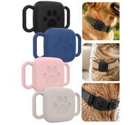 Juego de 4 fundas de silicona para rastreador GPS SmartTrack Link de Eufy, impermeables, resistentes a los arañazos y lavables, se adaptan a collares de perros y gatos, negro, azul, rosa, luz de