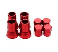 Juego de 4 fundas for vástago de rueda de neumático con tapa hexagonal, de aluminio rojo, for válvula de aire y cubierta de manguito.