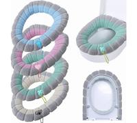 Juego de 4 fundas para asiento de inodoro con asa, funda acolchada suave para tapa de inodoro, gruesa, elástica, lavable, tamaño universal.