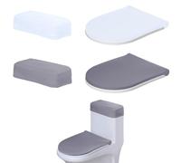 Juego de 4 fundas para asiento de inodoro con fundas para tanque, cubierta para tapa de tanque de inodoro, funda para asiento de inodoro de baño con parte inferior elástica, universal (blanco + gris)