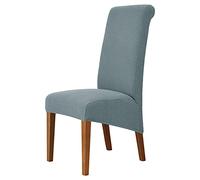 Juego de 4 fundas para sillas de comedor con respaldo alto, ajuste elástico, súper apretadas, lavables y extraíbles, color gris y azul, perfectas para decoración de comedor, duraderas y elegantes