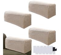 Juego de 4 fundas para sillón, fundas para reposabrazos de sofá, fundas para reposabrazos, poliéster y elastano elástico, antideslizantes, para sillas, muebles, sillones, sofás, tumbonas, color arena