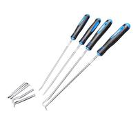 Juego de 4 ganchos extractores de aceite para mini ganchos con mango ergonómico, herramienta de reparación multifuncional para mangueras, abrazaderas, juntas, juntas tóricas, compatibles con acero al