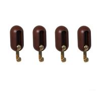 Juego de 4 ganchos giratorios de 360 grados para paredes sin taladrar, soporta cargas pesadas en cocina, lavandería o pasillo (madera de nogal)