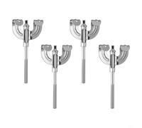 Juego de 4 garras de bombo y varillas de tensión para reemplazo de accesorios de batería, hierro cromado, compatible con carcasas de lengüeta estándar, color plateado