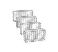 Juego de 4 Gaviones de Piedra 100 x 50 x 30 cm Plata