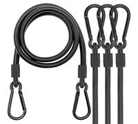 Juego de 4 gomas tensoras con mosquetón, 150 cm, tensor de equipaje negro, 100% látex para toldos, lonas, jardín, bicicleta, coche, carga