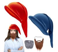 Juego de 4 gorros de gnomo para adultos, con 2 piezas de barba falsa, gorro de enano, para fiestas y juegos de rol con temática de cuento de hadas, carnaval, Halloween, cumpleaños, fiesta de