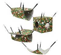 Juego de 4 hamacas para hámster, cama colgante para ratas, lavables, cobayas, camas, hurones suaves, para chinchilla, azucarera, ardilla (hongo verde)