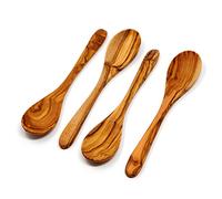 Juego de 4 hermosas cucharas de madera de fina madera de olivo | Niño | Cuchara | té | cafe | mermelada | miel | postre | idea de regalo | Navidad | cumpleaños | Único | Reyes Magos | Día San Valentín