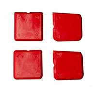 Juego de 4 herramientas de calafateo de silicona 3 en 1 con raspador de acero inoxidable y cubiertas de radio reemplazables para azulejos, paredes, suelos y vidrio, color rojo