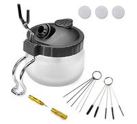 Juego de 4 Herramientas de Limpieza de aerógrafo, Pistola de pulverización con Alfombrilla de Filtro de Aire y Soporte, Aguja de Limpieza de Boquilla, Juego de 5 cepillos de Limpieza, Kit de 5 Agujas