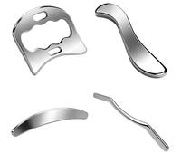 Juego de 4 herramientas Gua Sha de acero inoxidable para fisioterapia IASTM, con arco, en forma de S, cuadrado, en forma de M, para alivio muscular, color plateado