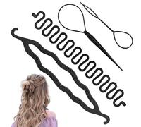 Juego de 4 herramientas para trenzar, accesorios de peinado portátiles, para mujeres, niñas, amigos, compañeros de clase, diferentes peinados, satisface necesidades largas, rizadas y cortas