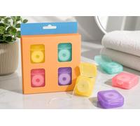Juego de 4 hilos dentales con sabor a Mintzy Oral Care - 4 x 40 m - Limón, manzana, sandía y arándano - Tamaño compacto de viaje - 097
