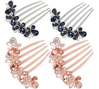 Juego de 4 Horquillas de Cristal Vintage - Elegantes Pasadores para Mujer, Ideales para Recogidos, Bodas & Fiestas