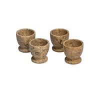 Juego de 4 hueveras de mármol del Himalaya, color beige, talladas a mano