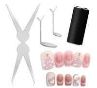 Juego de 4 imanes de ojo de gato para uñas, en forma de Y, con tijeras y cilindros, para esmalte de gel de ojo de gato, diseño de doble apertura para efecto francés, herramientas de arte para salón