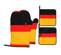 Juego de 4 impresiones de bandera de Alemania VVXBHGR con forro suave y aislamiento grueso para cocinar en la cocina y barbacoa al aire libre