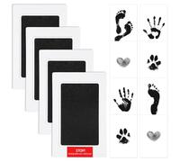 Juego de 4 impresiones de manos y huellas de bebé, color negro, juego de impresión de bebé, adecuado para huellas de perro, gato, limpio y sin manchas