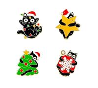 Juego de 4 insignias de Navidad, gatos, estrellas, copos de nieve, broches para mochilas, ropa y decoración de sombreros, accesorios novedosos, regalos para mujeres y niñas, regalo de cumpleaños, 4Pcs