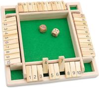 Juego de 4 jugadores Shut The Box, mesa de madera, matemáticas de madera, juegos matemáticos clásicos, adecuado para juegos familiares, tradicional de pub, divertido