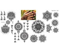 Juego de 4 láminas de tatuajes de mano con mandala romance.