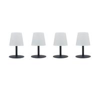 Juego de 4 lámparas de mesa inalámbricas de acero gris LED blanco cálido/blanco regulable estándar MINI Rock H25cm