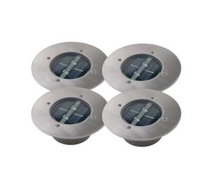 Juego de 4 LED Solar Foco de suelo Lugo, alrededor, Acero inoxidable, Vidrio, IP44; 5000.197