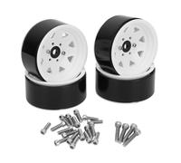Juego de 4 llantas RC de 1,9 pulgadas de ajuste universal, set de llantas de aleación de acero y zinc de 8 radios para Axial SCX10, SCX10 II y SCX10 III, llantas con cierre de (Blanca)