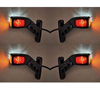 Juego de 4 luces de posición laterales LED, 12 V/24 V, fijación al chasis para camiones y camiones, color rojo, blanco y naranja