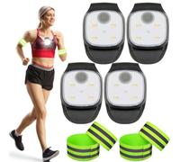 Juego de 4 luces LED con clip, clip de luz para correr, con 2 pares de pulseras reflectantes, recargable por USB, 4 modos de iluminación, clip de luz para correr, resistente al agua, clip para correr,