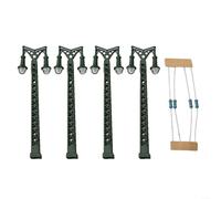 Juego de 4 luces LED de mástil de celosía modelo de calibre N, hechas de metal, funciona con 3 V CC o CA, resistencias de serie para conexión de transformador de 12 a 16 V